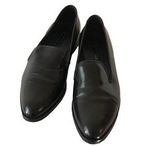 TOPSHOP Black Leather Loafers Size 11